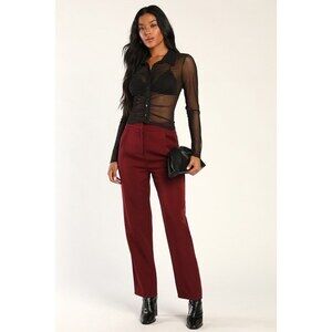 Lulus Burgundy High-waisted Trouser Pants Red - Size S